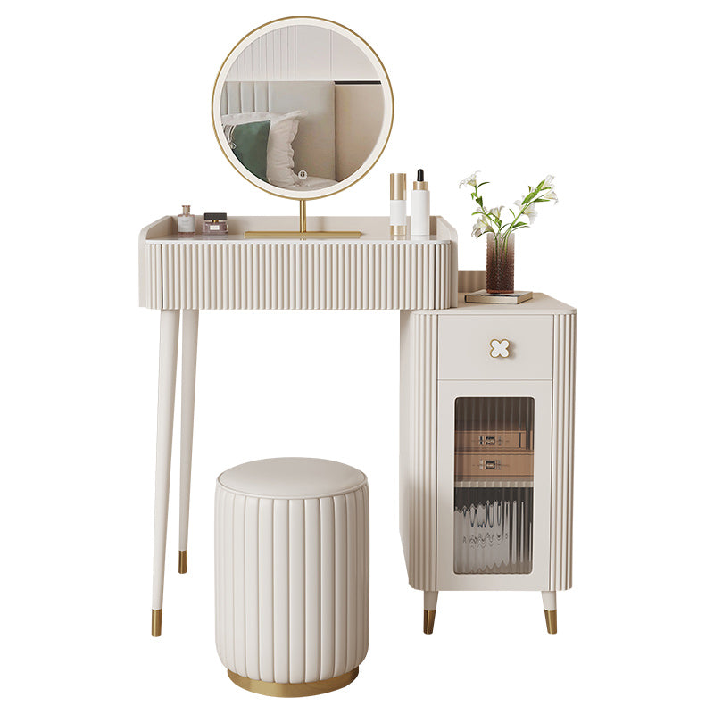 Stool Slate Vanity Table White Vanity Set with Lights Mirror