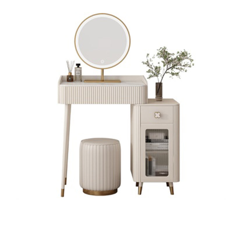 Stool Slate Vanity Table White Vanity Set with Lights Mirror