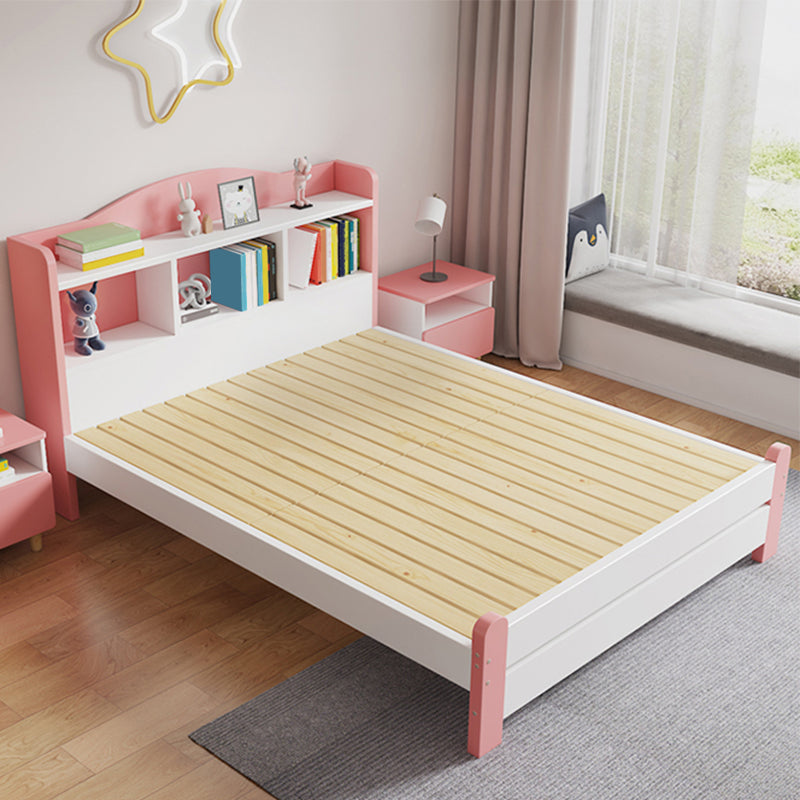 Modern Solid Wood Bed Bookcase Included Bed with Headboard for Bedroom