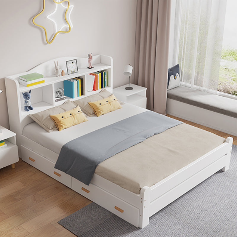 Modern Solid Wood Bed Bookcase Included Bed with Headboard for Bedroom