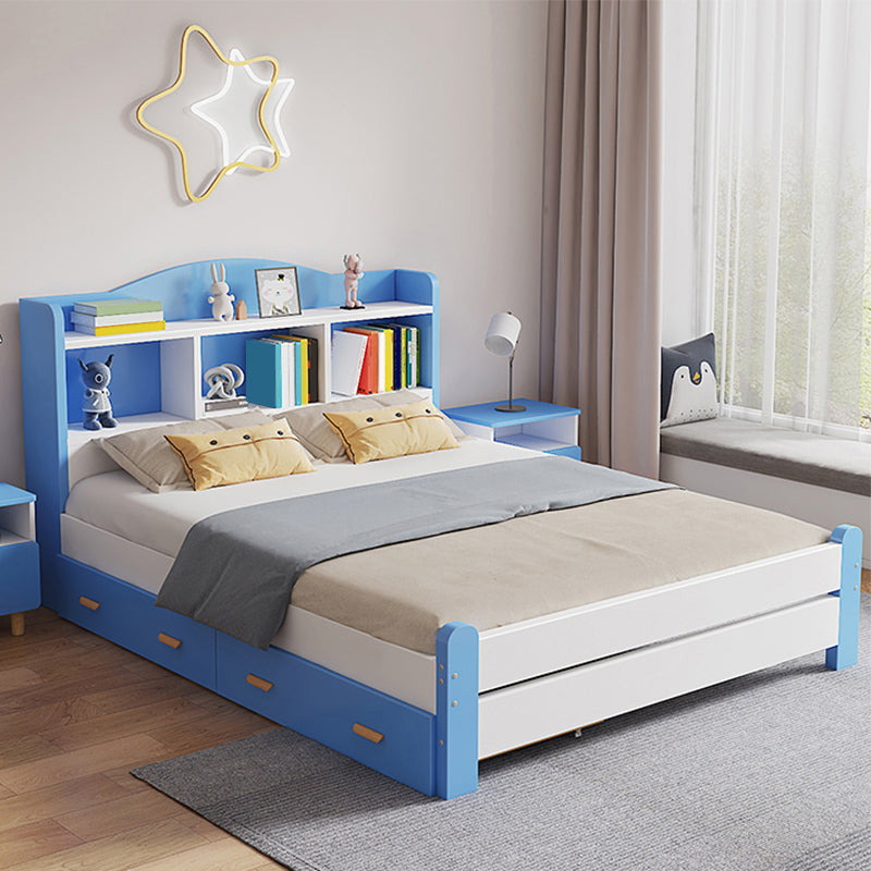 Modern Solid Wood Bed Bookcase Included Bed with Headboard for Bedroom