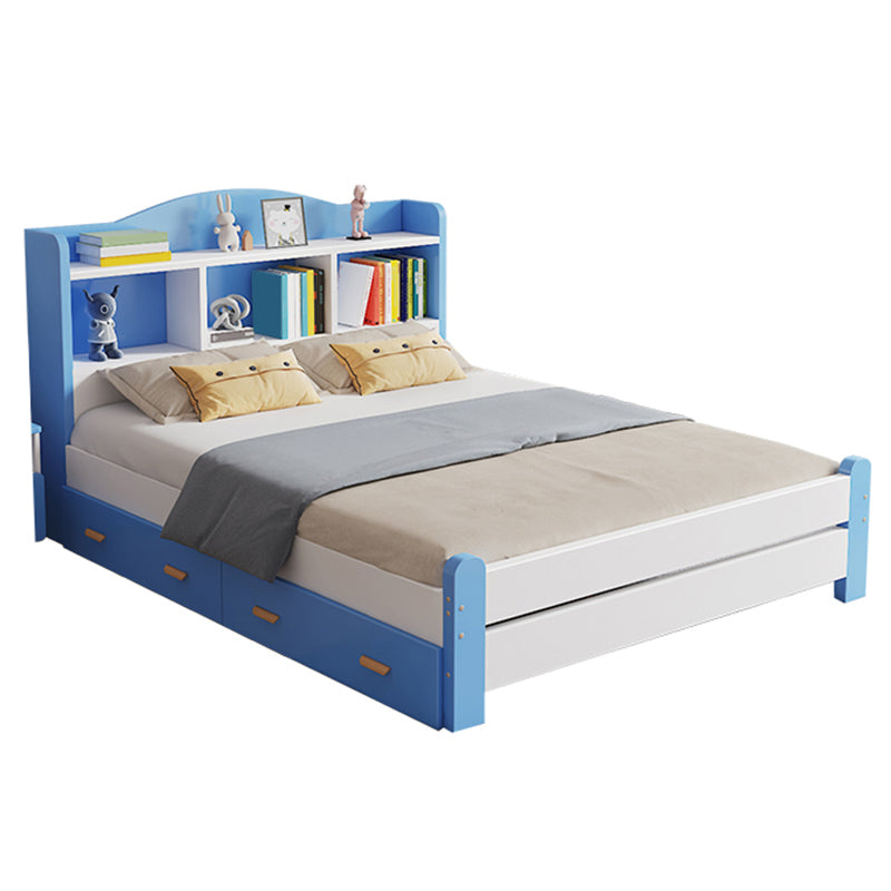 Modern Solid Wood Bed Bookcase Included Bed with Headboard for Bedroom