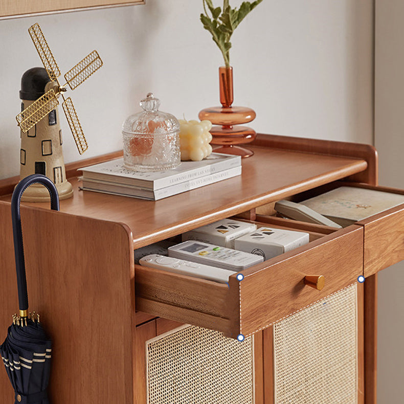 Mid-Century Modern Rectangle Storage Cabinet Natural Finish Accent Cabinet