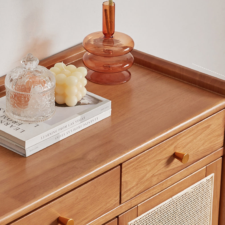 Mid-Century Modern Rectangle Storage Cabinet Natural Finish Accent Cabinet