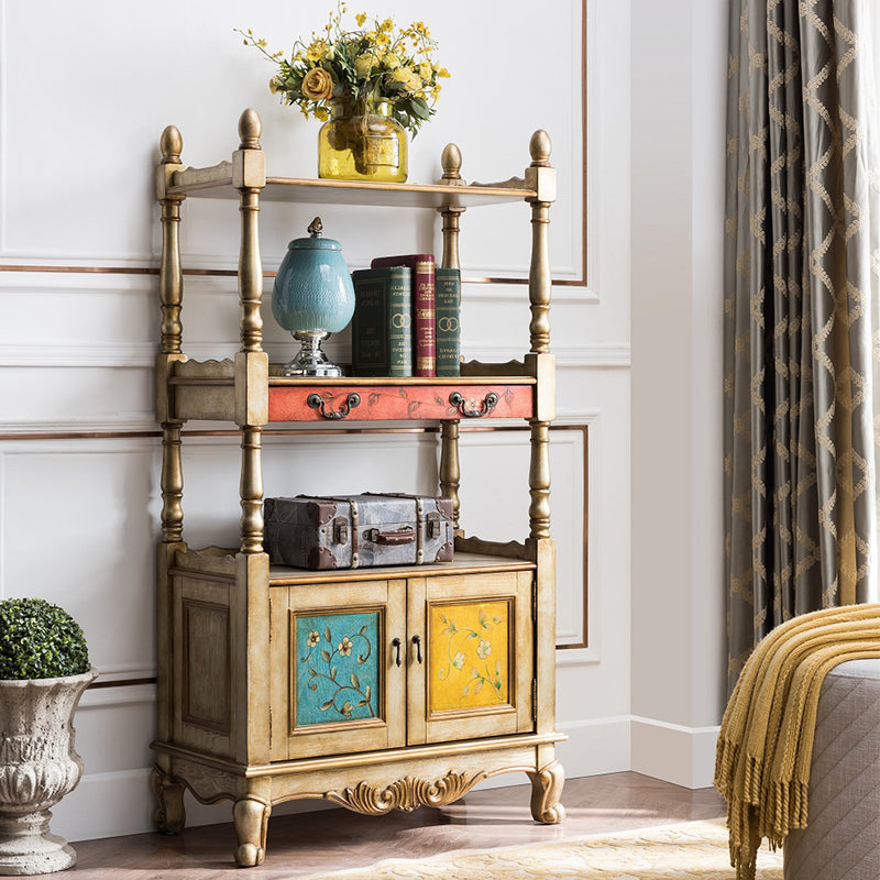 Industrial Rubberwood Chest with Doors Storage Cabinet with Shelves