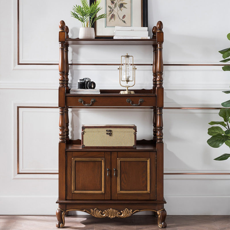 Industrial Rubberwood Chest with Doors Storage Cabinet with Shelves