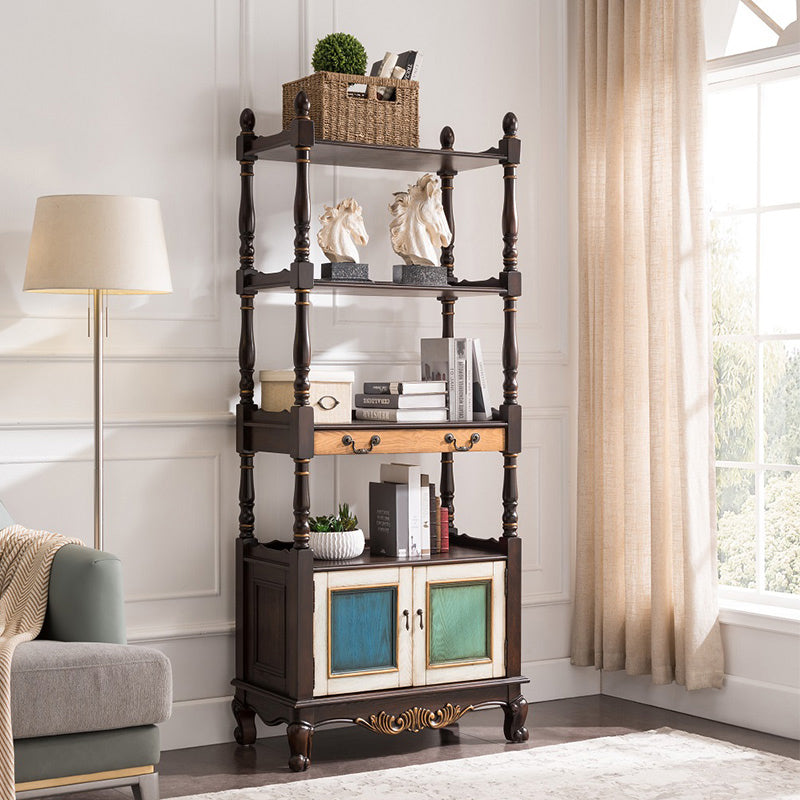 Industrial Rubberwood Chest with Doors Storage Cabinet with Shelves