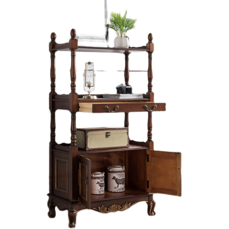 Industrial Rubberwood Chest with Doors Storage Cabinet with Shelves