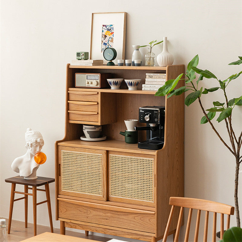 Mid-Century Modern Rectangle Storage Cabinet Solid Wood Accent Cabinet