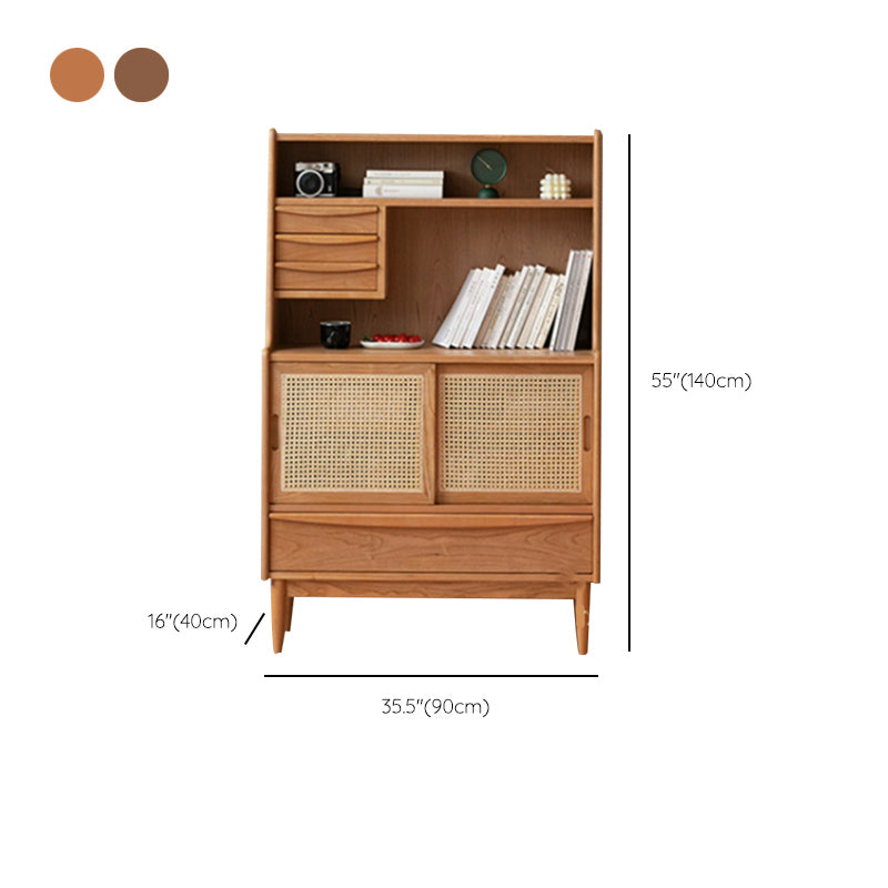 Mid-Century Modern Rectangle Storage Cabinet Solid Wood Accent Cabinet