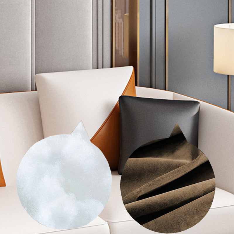Cushions Tuxedo Arm Sofa Glam Genuine Leather Sofa with Legs