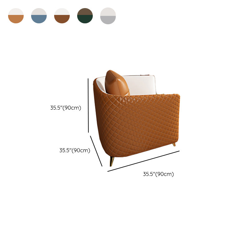 Cushions Tuxedo Arm Sofa Glam Genuine Leather Sofa with Legs