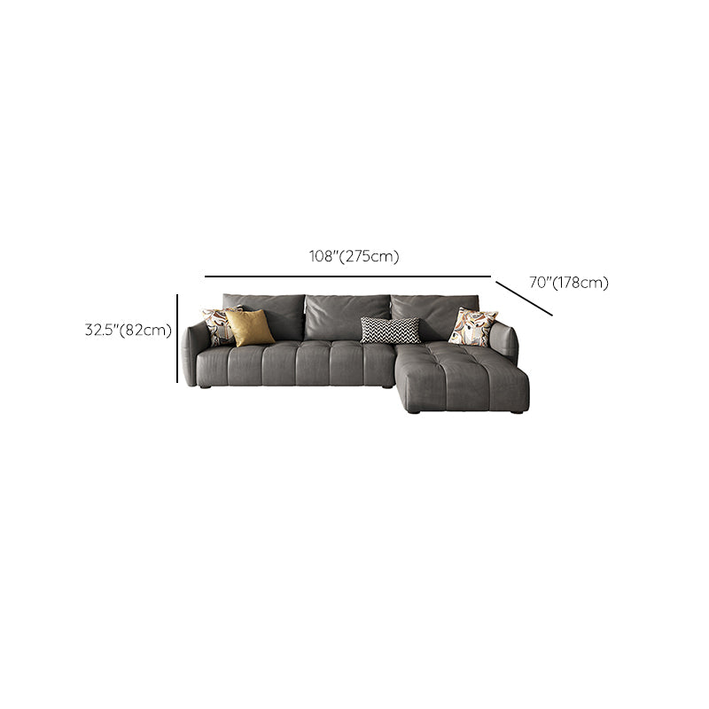 32"H Mid-Century Modern Sectional Sofa Leather Stain-Resistant Sleeper Sectional