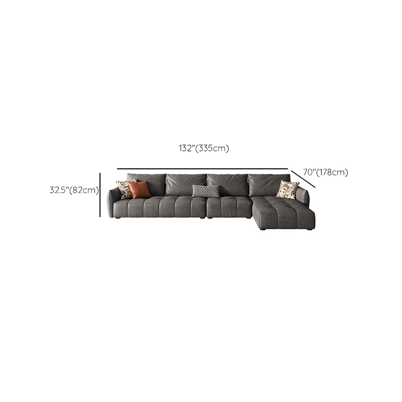 32"H Mid-Century Modern Sectional Sofa Leather Stain-Resistant Sleeper Sectional