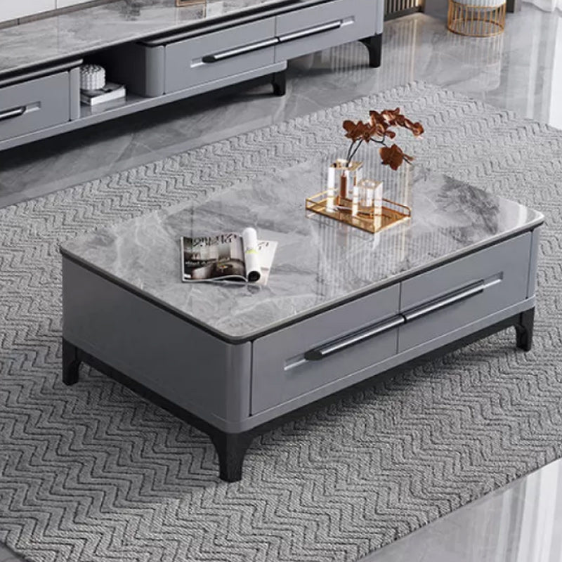Contemporary Slate Coffee Table Single Rectangle Coffee Table with Storage