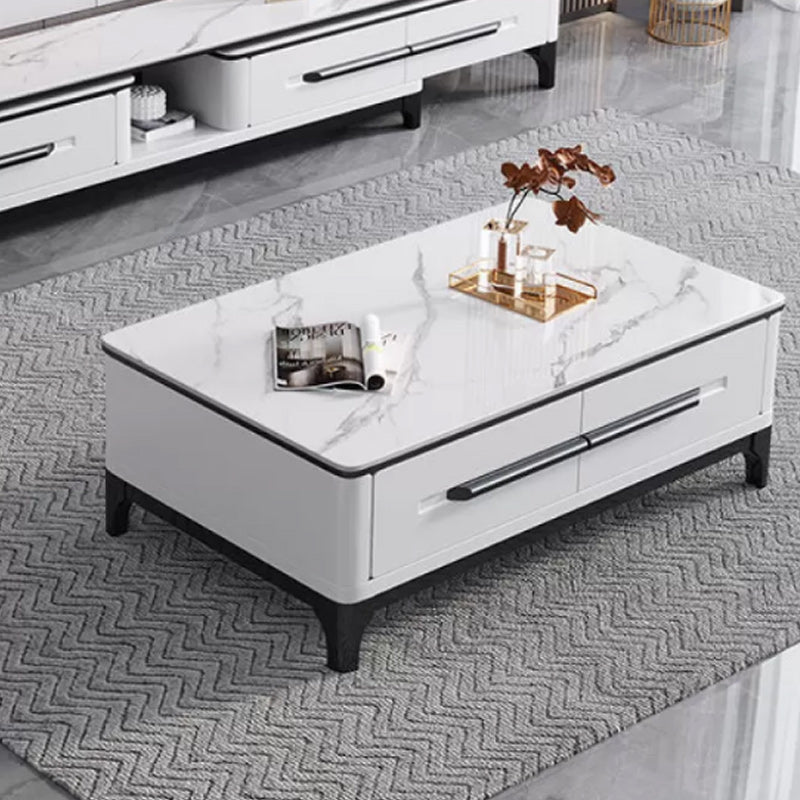 Contemporary Slate Coffee Table Single Rectangle Coffee Table with Storage