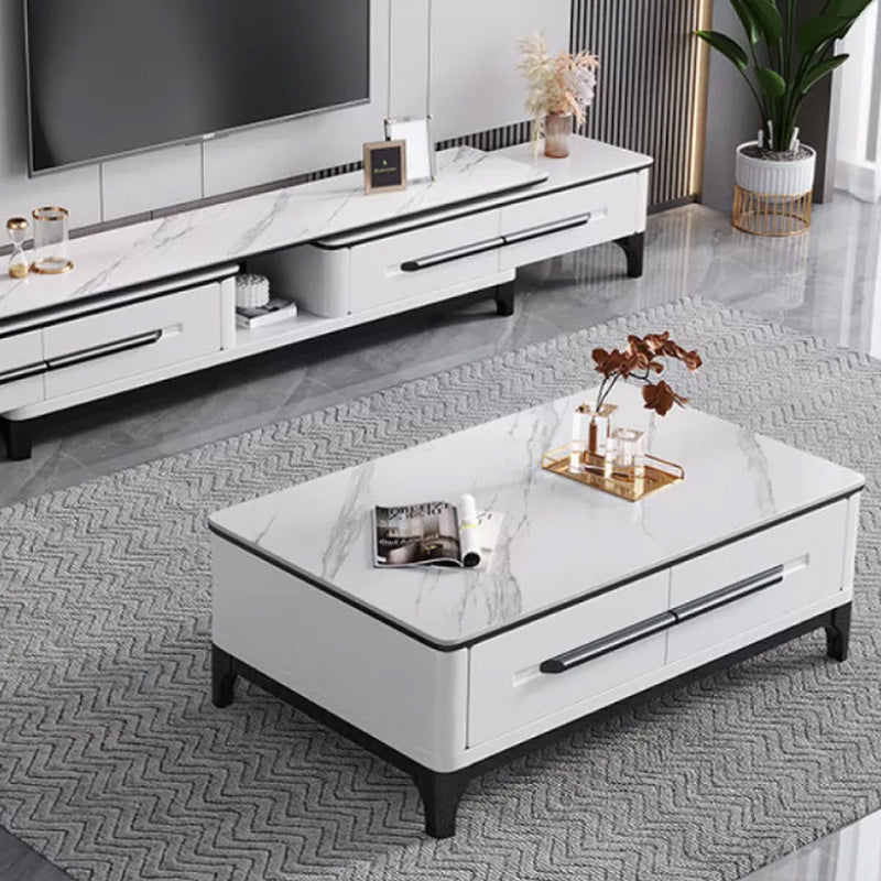 Contemporary Slate Coffee Table Single Rectangle Coffee Table with Storage