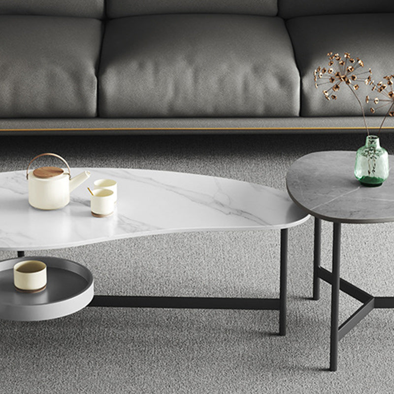 Contemporary Cocktail Table Faux Stone Coffee Cocktail Table