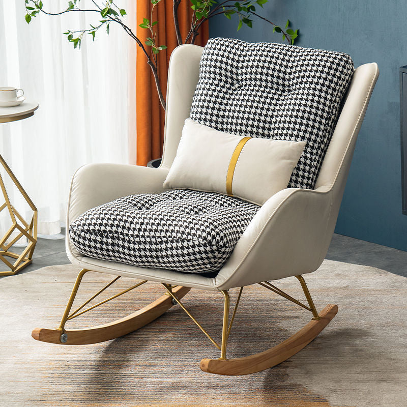 Gorgeous Rocking Chair Faux Leather Indoor Rocker Chair with Removable Pillow