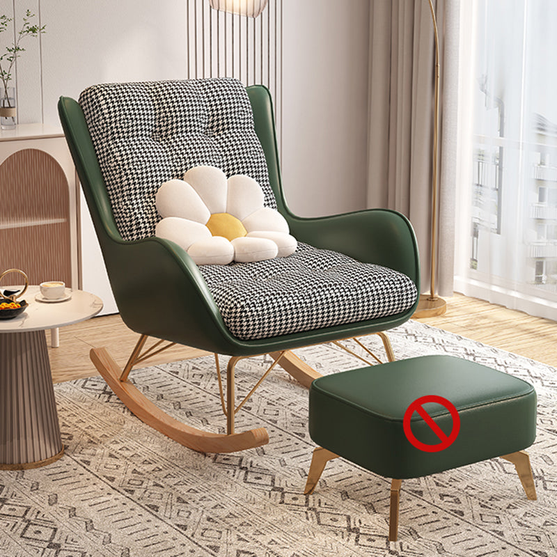 Contemporary Upholstered Rocker Chair Metal Frame Dirt Resistant Wingback Rocker Chair