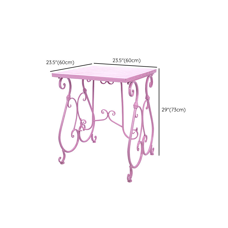 1/2/3 Pcs Metal Pink Dining Set Contemporary Square Dining Table Set