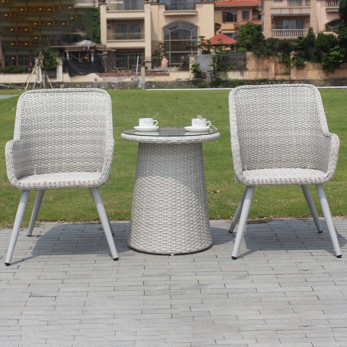Light Gray Boho Dining Table Set 1/3/5/7 Pcs Rattan Dining Set