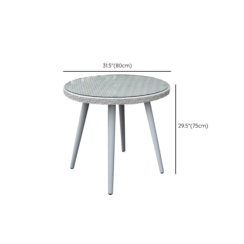 Light Gray Boho Dining Table Set 1/3/5/7 Pcs Rattan Dining Set