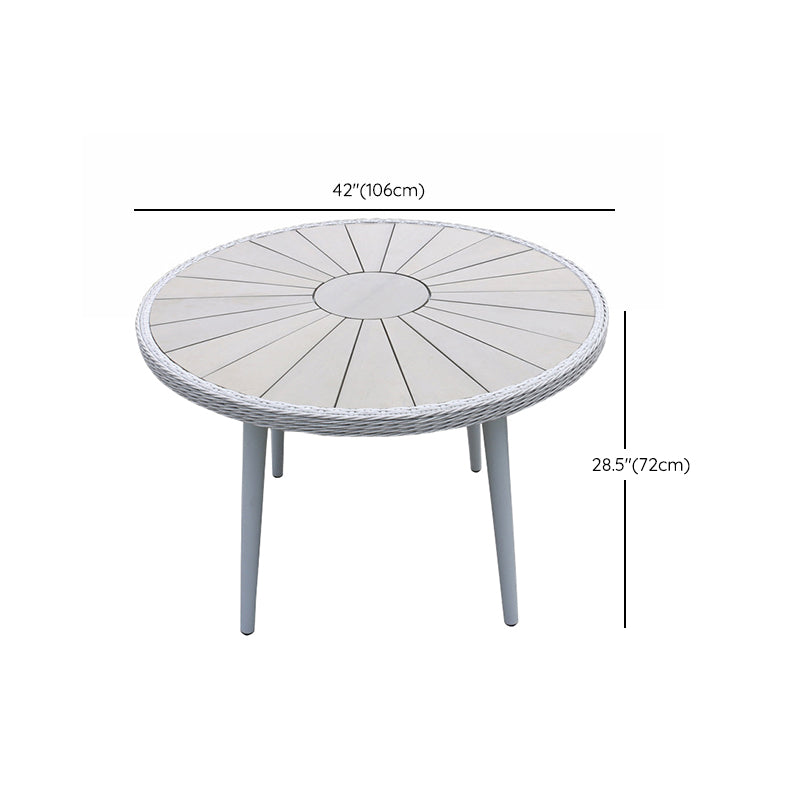 Light Gray Boho Dining Table Set 1/3/5/7 Pcs Rattan Dining Set