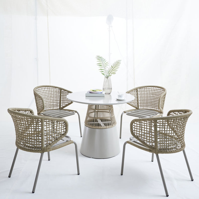 Boho Outdoor Dining Table Set 1/4/5 Pcs Rattan Matte Finish Dining Set