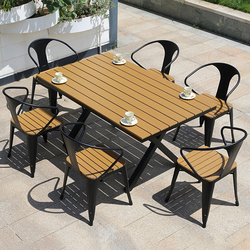 Industrial Style 1/5/7 Pieces Metal Dining Set Reclaimed Wood Table Set for Outdoor