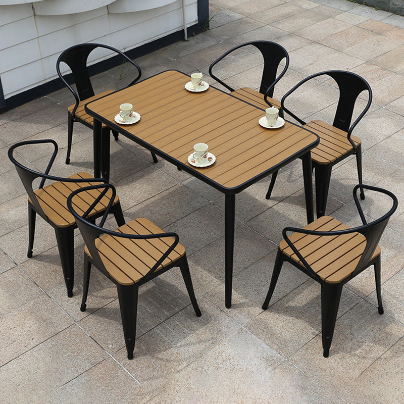 Industrial Style 1/5/7 Pieces Metal Dining Set Reclaimed Wood Table Set for Outdoor