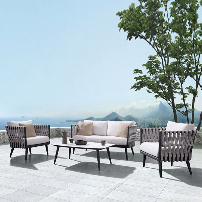 Contemporary 1/5/7 Pieces Metal Dining Set Stone Table Set for Outdoor