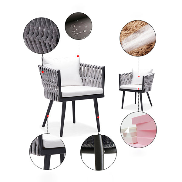 Contemporary 1/5/7 Pieces Metal Dining Set Stone Table Set for Outdoor