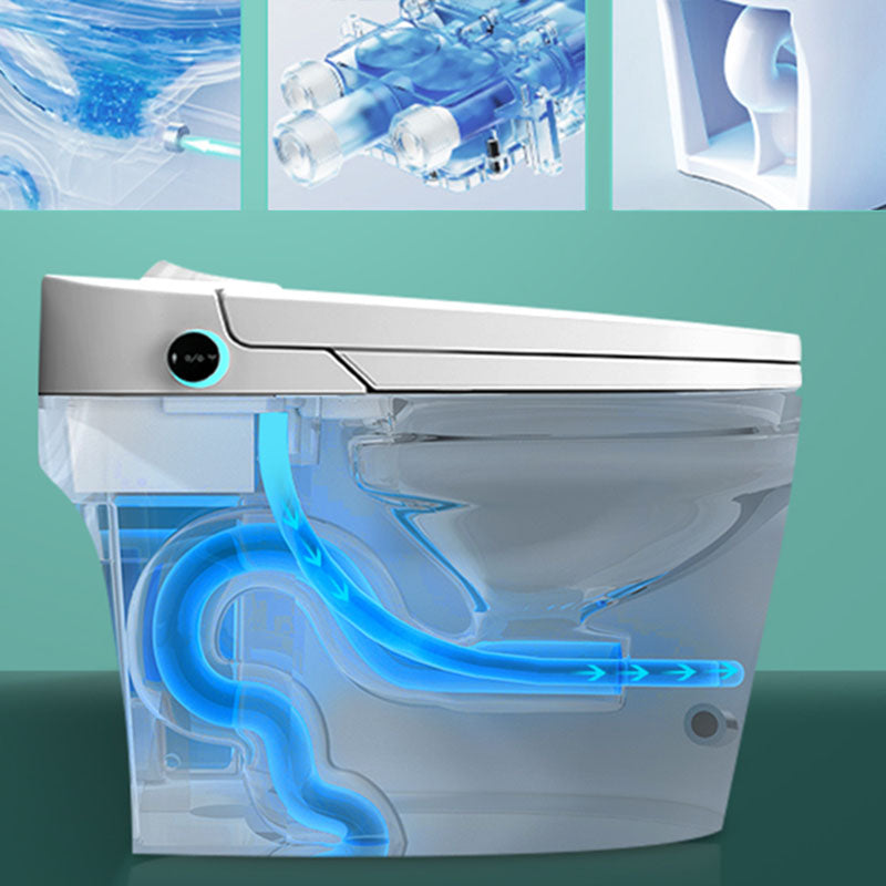 20.8" H White Electronic Toilet Elongated Floor Mount Bidet with Heated Seat