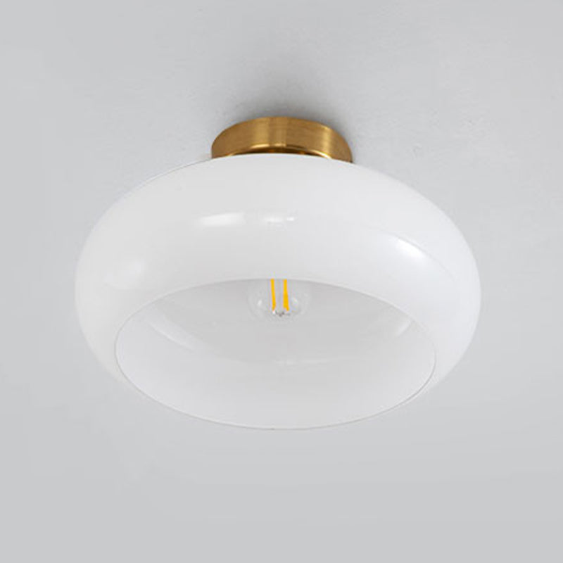 Drum Shape Glass Flush Mount Light Modern Style 1 Light Ceiling Mount Light