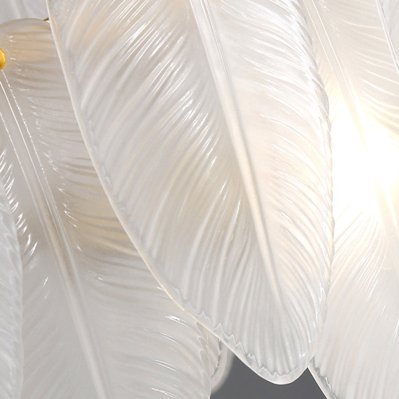 Nordic Ceiling Light Feather-shaped Glass Shade Flush Mount Light Fixture