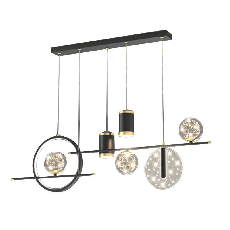 Modern Metal Ceiling Light Circle Shape Island Light with Plastic Shade for Living Room