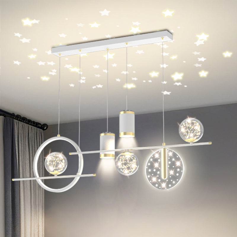 Modern Metal Ceiling Light Circle Shape Island Light with Plastic Shade for Living Room