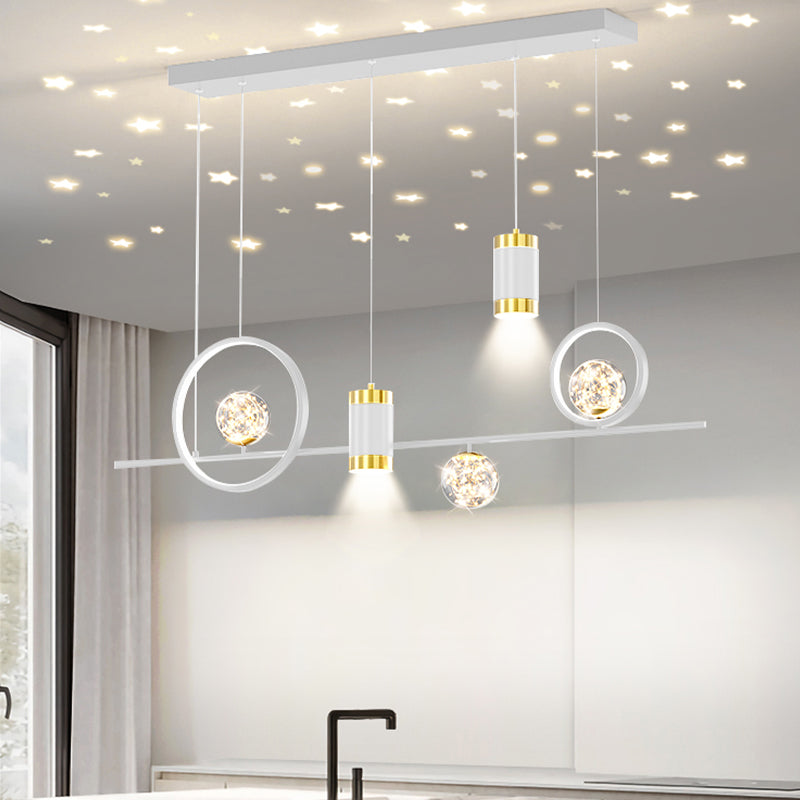 Modern Metal Ceiling Light Circle Shape Island Light with Acrylic Shade for Living Room