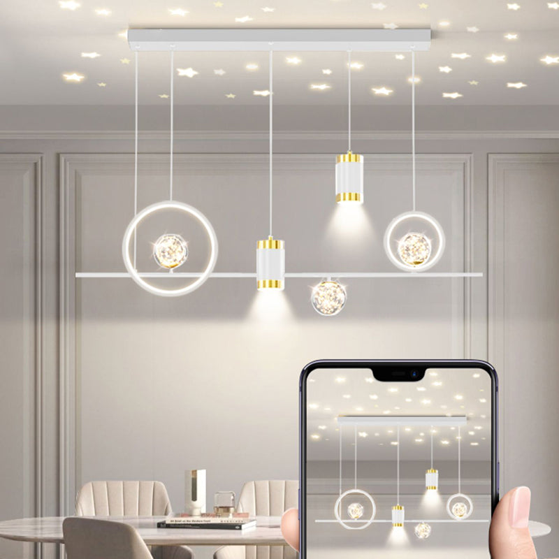 Modern Metal Ceiling Light Circle Shape Island Light with Acrylic Shade for Living Room