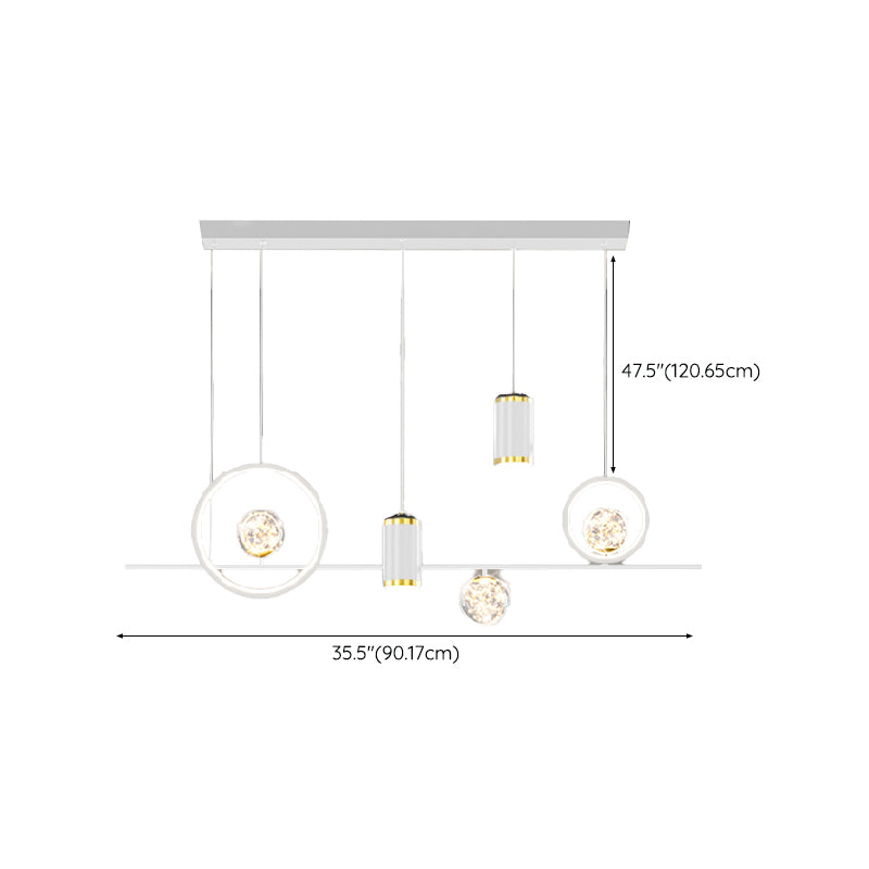 Modern Metal Ceiling Light Circle Shape Island Light with Acrylic Shade for Living Room