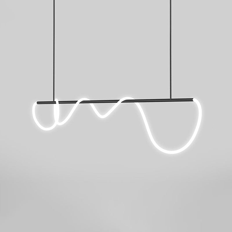 Modern Metal Ceiling Light Linear Shape Island Light with Silicone Shade for Living Room