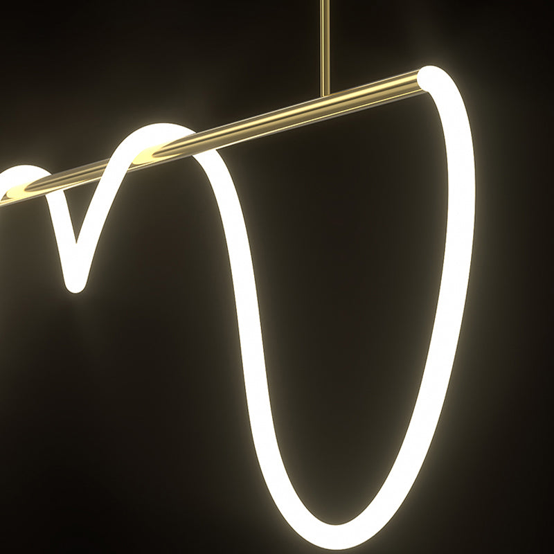 Modern Metal Ceiling Light Linear Shape Island Light with Silicone Shade for Living Room