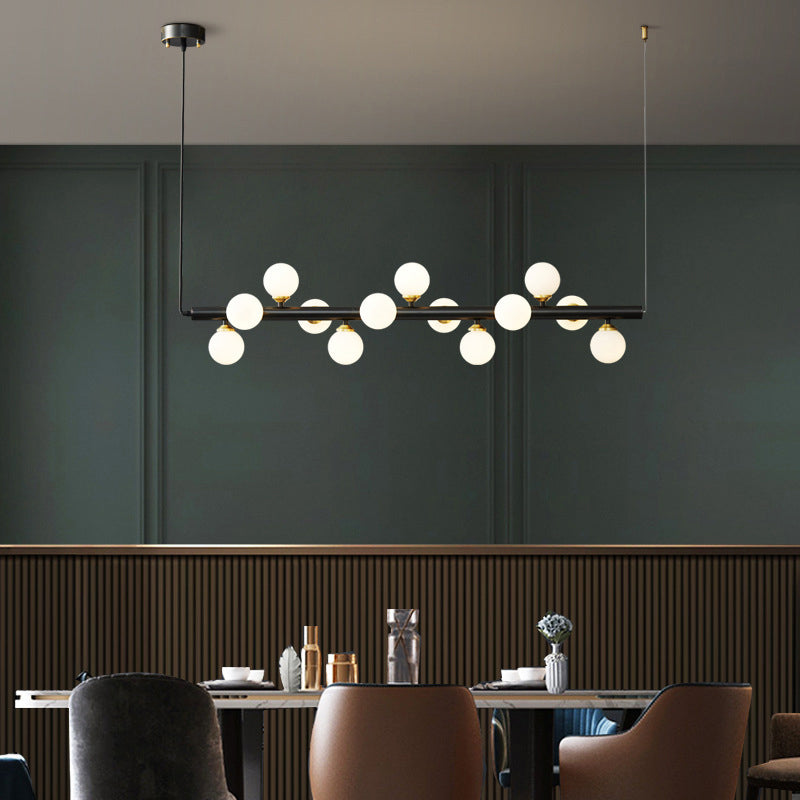 13 Lights Linear Island Pendant Modern Glass Island Light Fixture