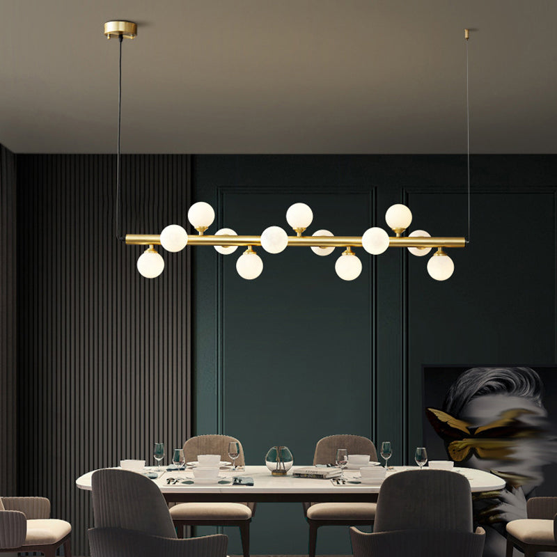 13 Lights Linear Island Pendant Modern Glass Island Light Fixture