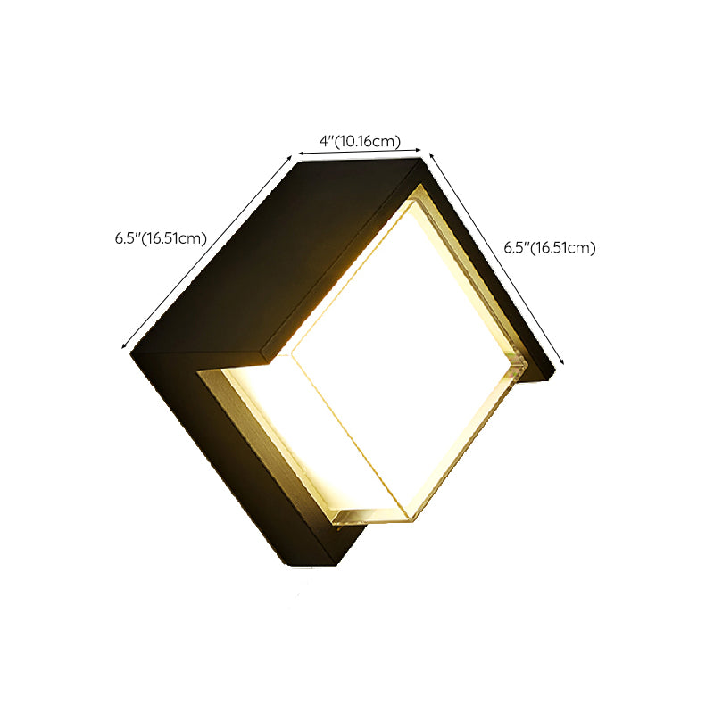 Modern Metal Wall Sconce Geometric Shape Wall Light with Acrylic Shade for Courtyard