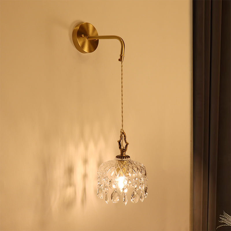 Modernism Golden Metal Wall Light Glass Shaded Lighting for Home