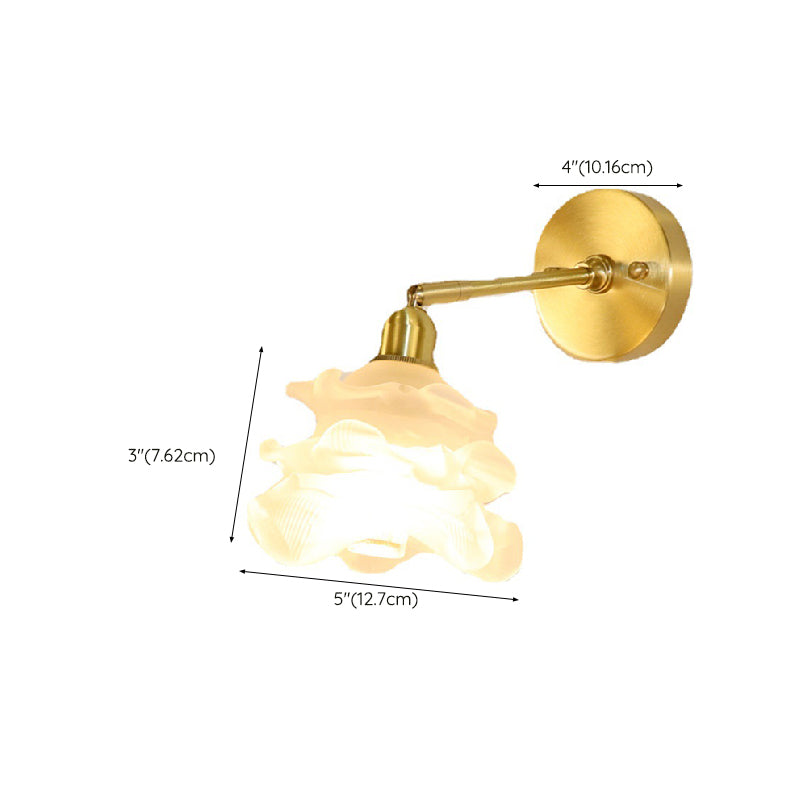 Modernism Glass Shaded Wall Light Golden Metal Lighting for Home