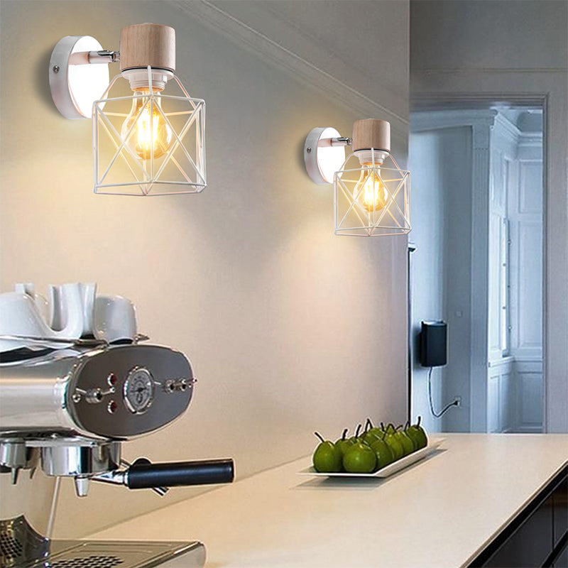 Industrial Wall Lighting Fixture Wooden Wall Light Sconce for Bedroom