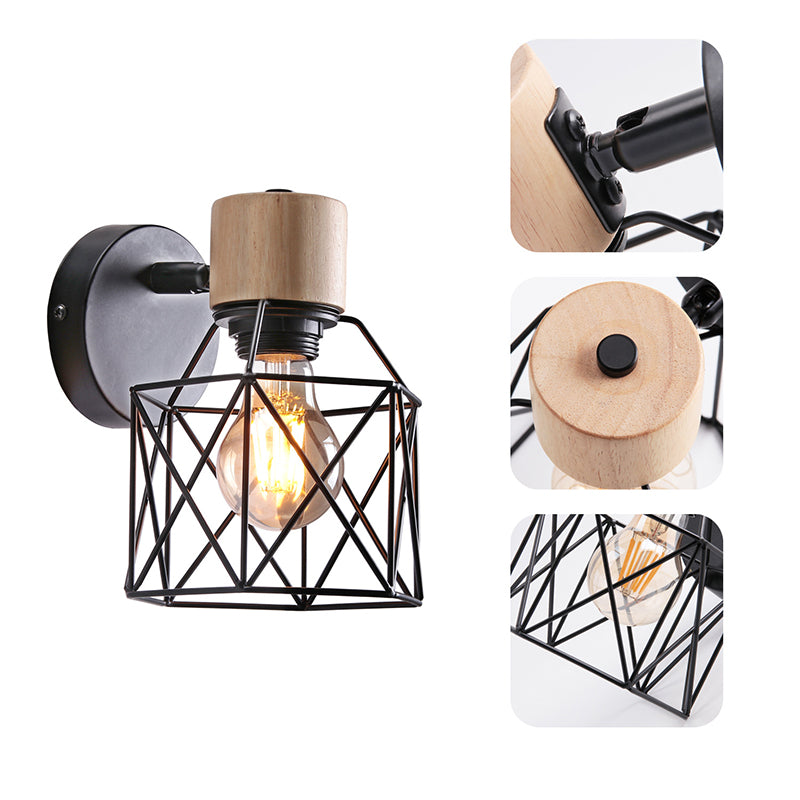 Industrial Wall Lighting Fixture Wooden Wall Light Sconce for Bedroom